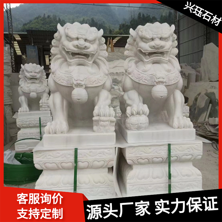 漢白玉獅子 大型石雕獅子廠家 古建筑寺廟大口擺件