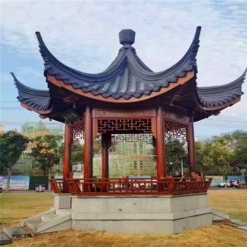 圓林園廠家直銷耐腐蝕景區公園避暑納涼防腐木涼亭