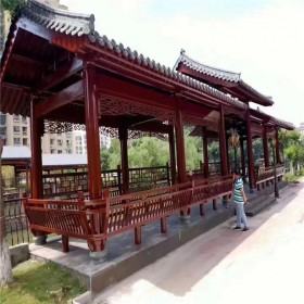 圓林園園林景觀設計 花園景區乘涼防腐木長廊 公園園林景觀走廊