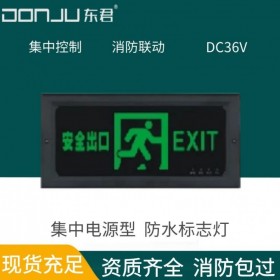 廣東東君照明防水標志燈消防應急智能疏散指示IP54鋼化玻璃A型36V集中控制DJ-01P