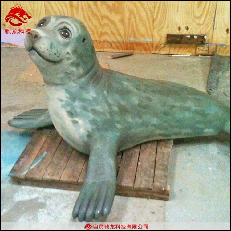 泡沫雕塑制作海豹海獅雕塑美陳模型景區博物館可動海洋動物模型定制美陳裝置