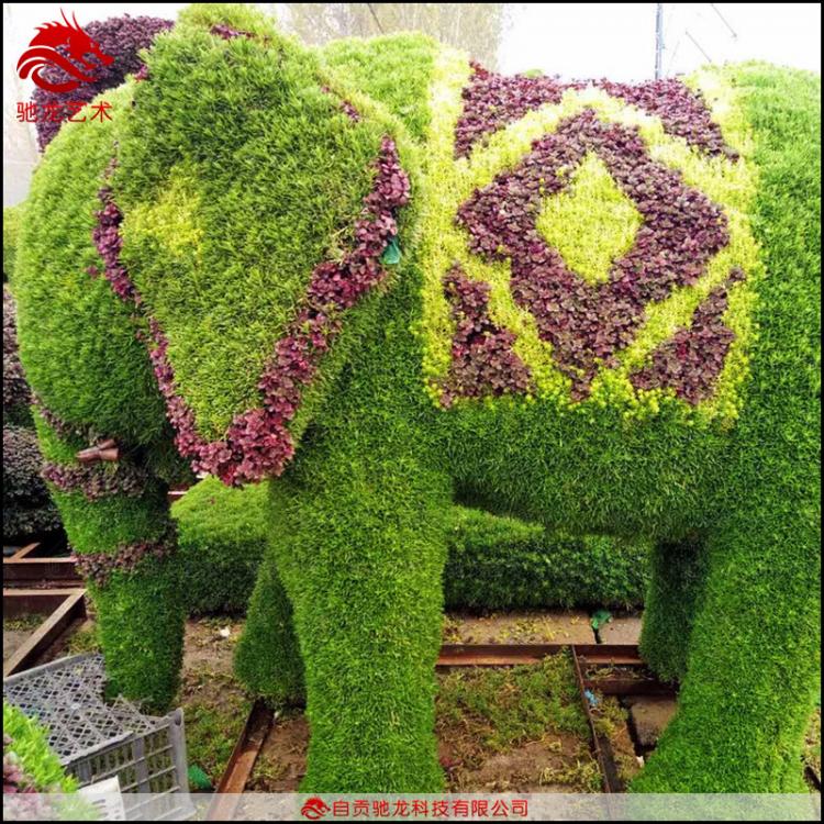 動物大象五色草景觀雕塑公園樓盤美陳綠雕定制植物墻立體造型花壇定做