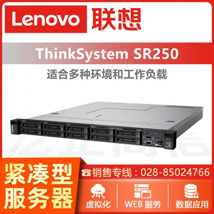 聯(lián)想（ThinkSystem）SR250 1U機架式服務(wù)器主機 聯(lián)想管家婆服務(wù)器 聯(lián)想用友服務(wù)器 聯(lián)想服務(wù)器成都授權(quán)代理商