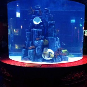 別墅大魚缸設計定制 海水落地圓柱水族箱 異形亞克力大魚缸定做