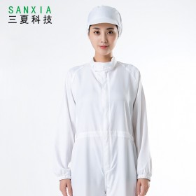 SANXIA/三夏定制白色食品廠作業工作服套裝 加工車間工服連體服男女通用