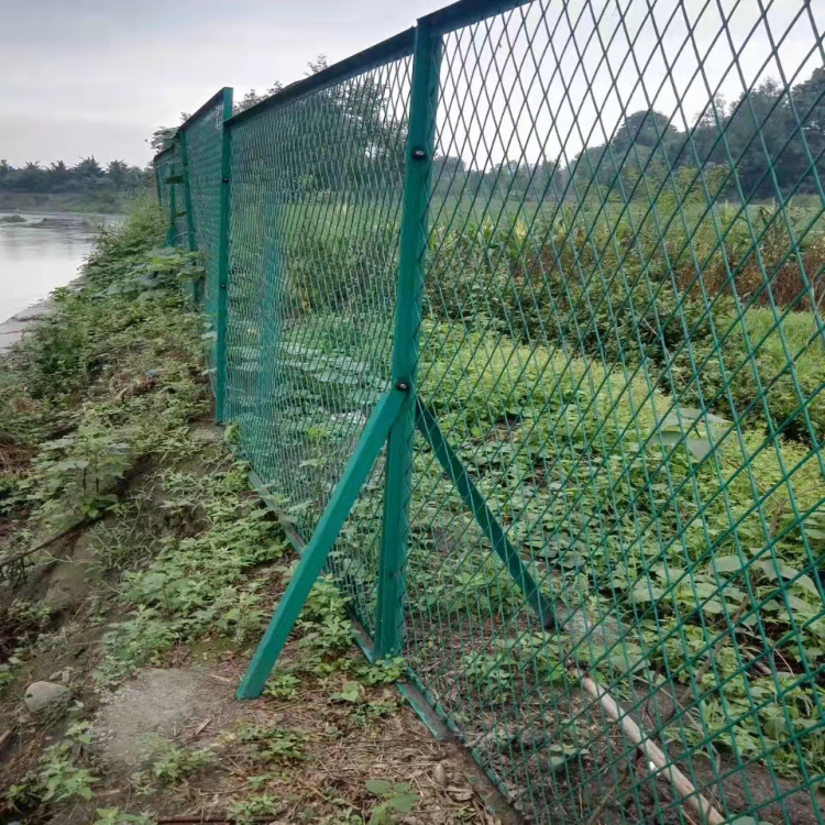 河道菱形護欄網 浸塑鋼板網 圍欄防護網安裝 支持定制